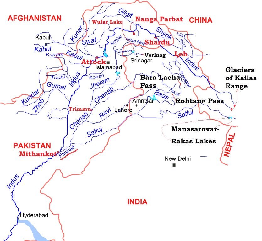 Indus River System - Jhelum-Chenab-Sutjaj-Ravi-Beas