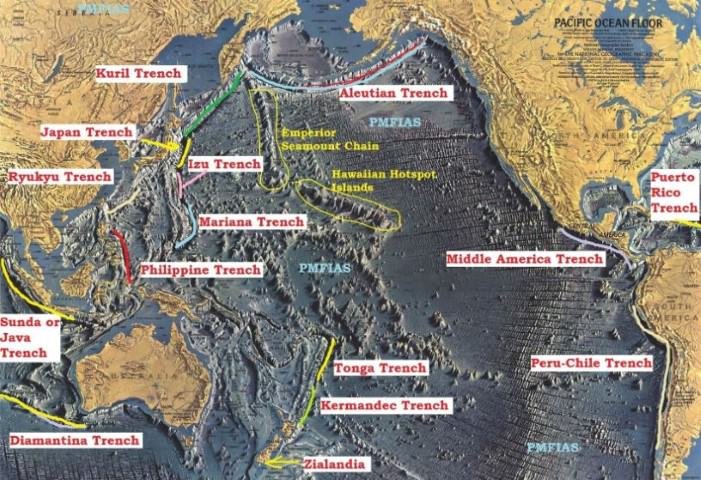 Pacific Ocean relief trenches