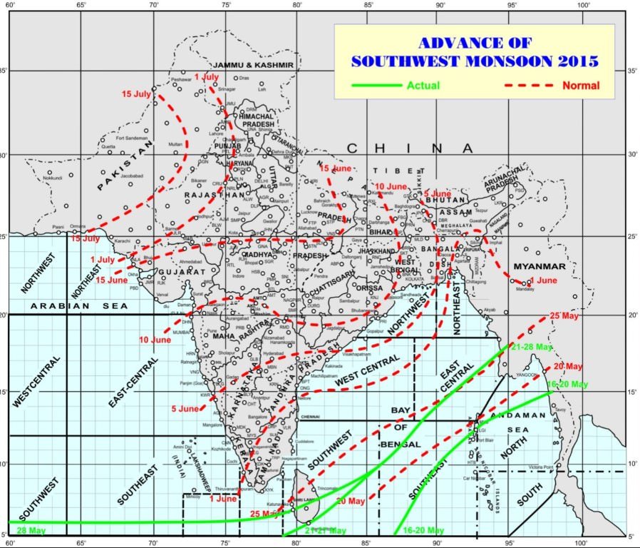 advance of south west monsoon