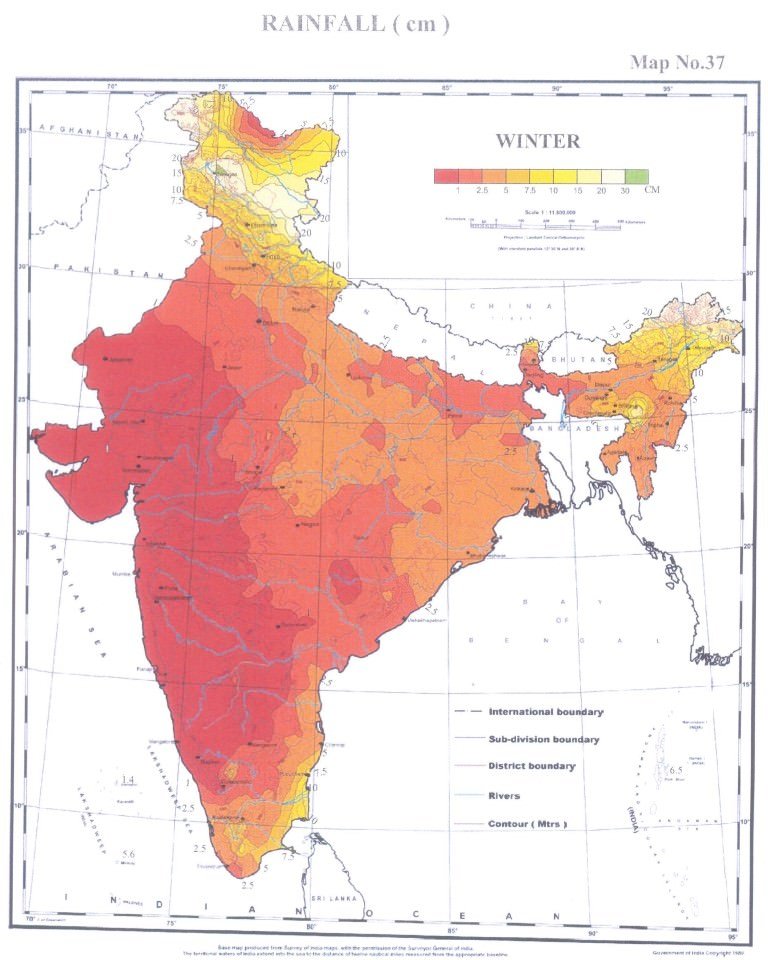 rainfall india winter
