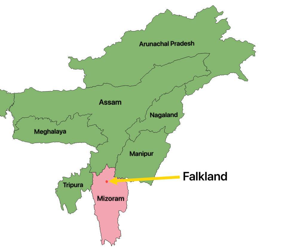 Falkland is in the Aizawl District of Mizoram 