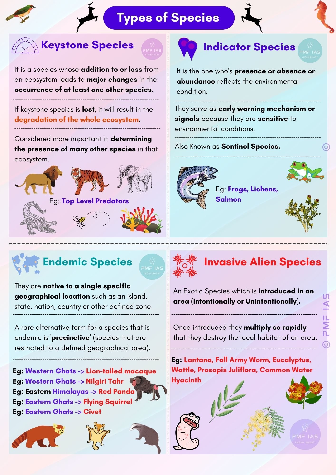 Types of Species Keystone Endemic Indicator Umbrella Species ()