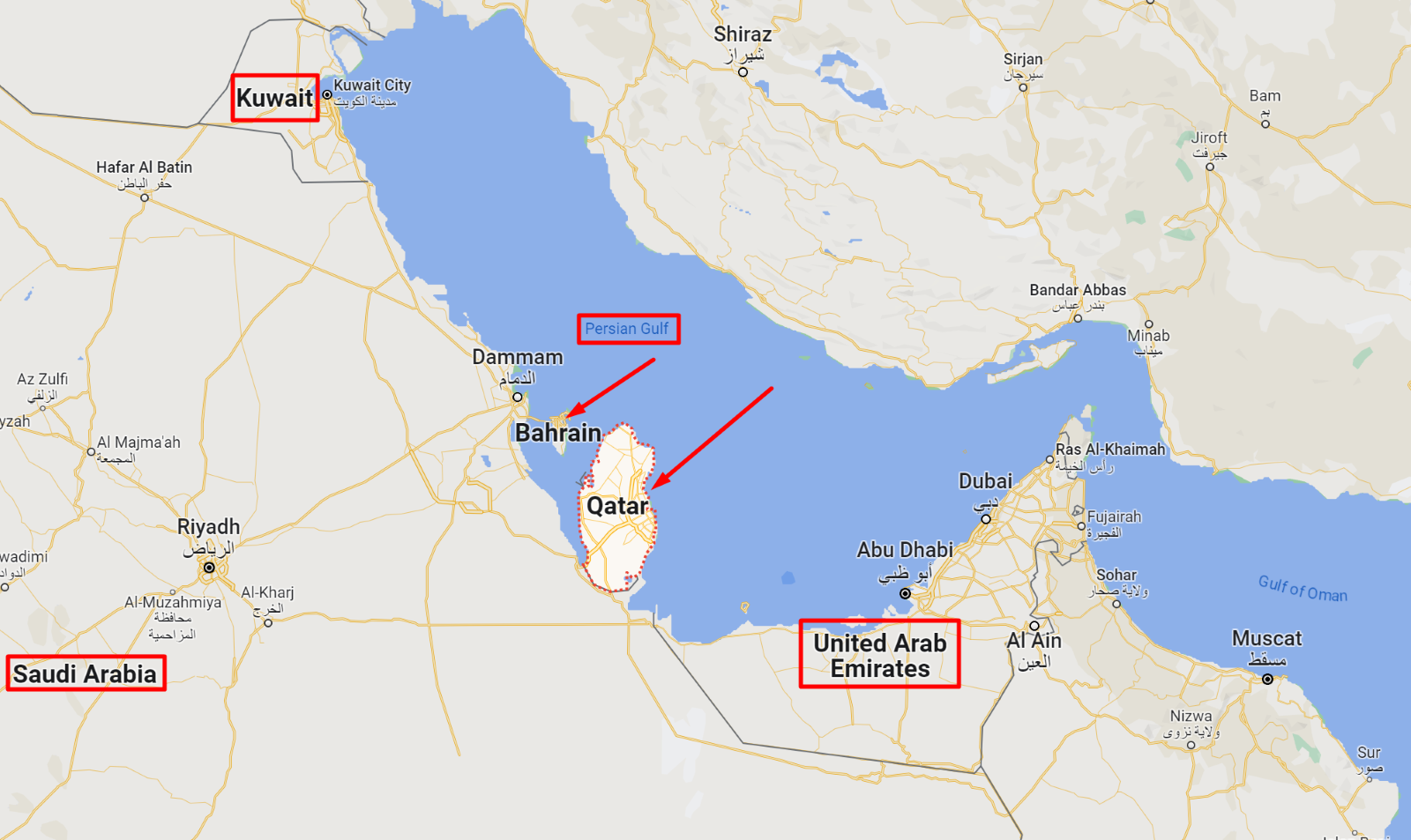 Qatar shares its sole land border with Saudi Arabia 