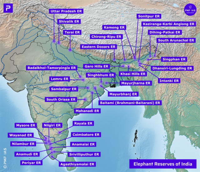 Elephant Corridors And Elephant Reserves - PMF IAS