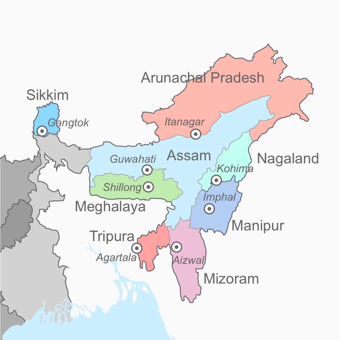 States bordering Manipur 