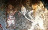 Mural From First Cave representing the Battle between Bali and Sugriva.