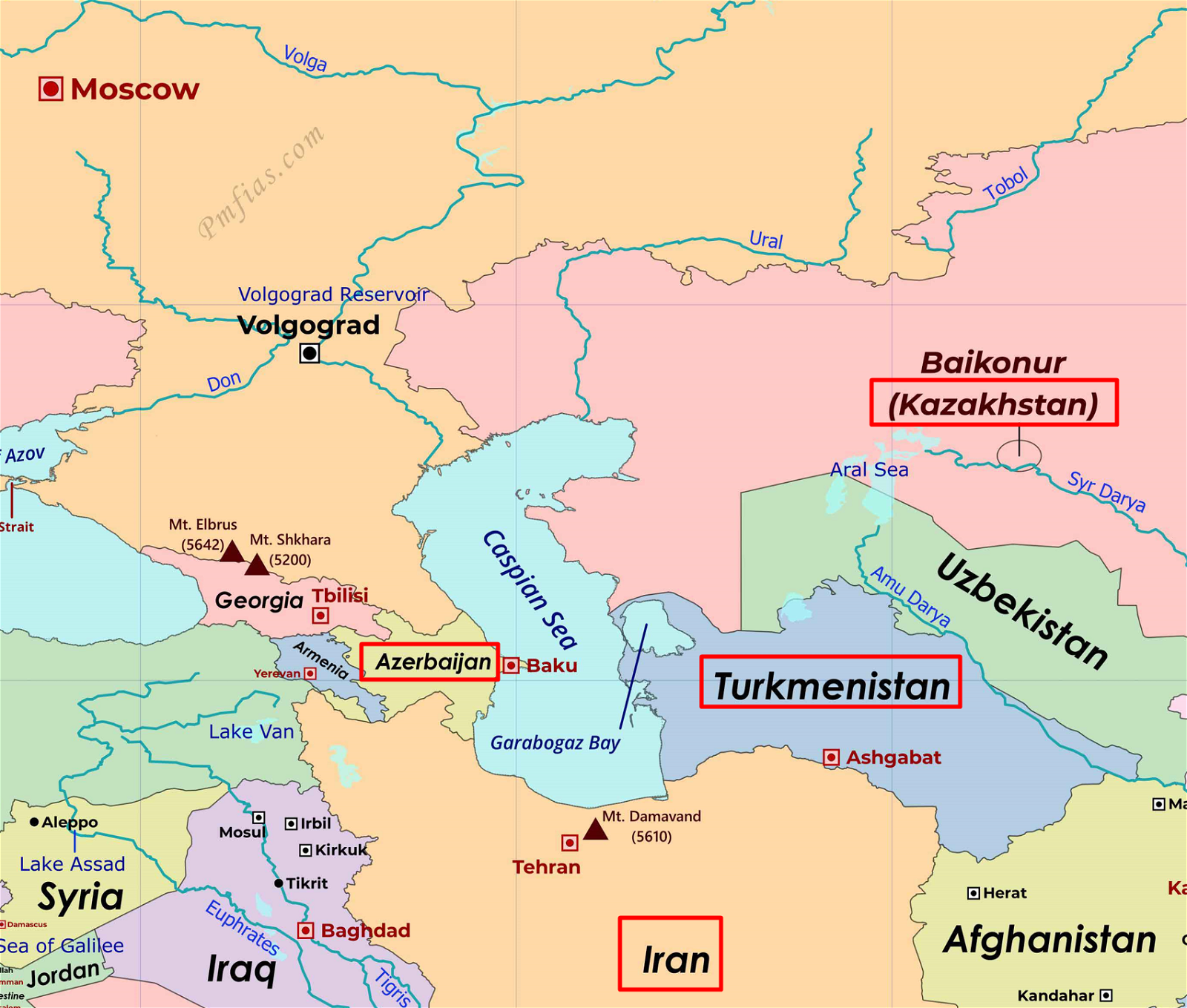 Countries surrounding Caspian Sea