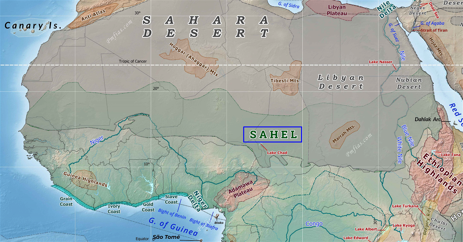 Physiography of SAHARA, SAHEL, Libyan Desert 