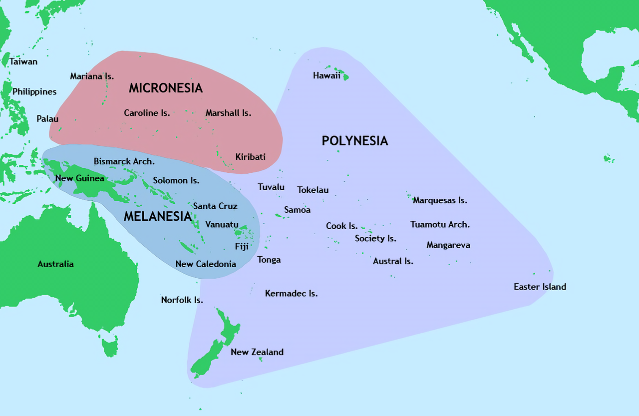 Micronesia, Melanesia and Polynesia 