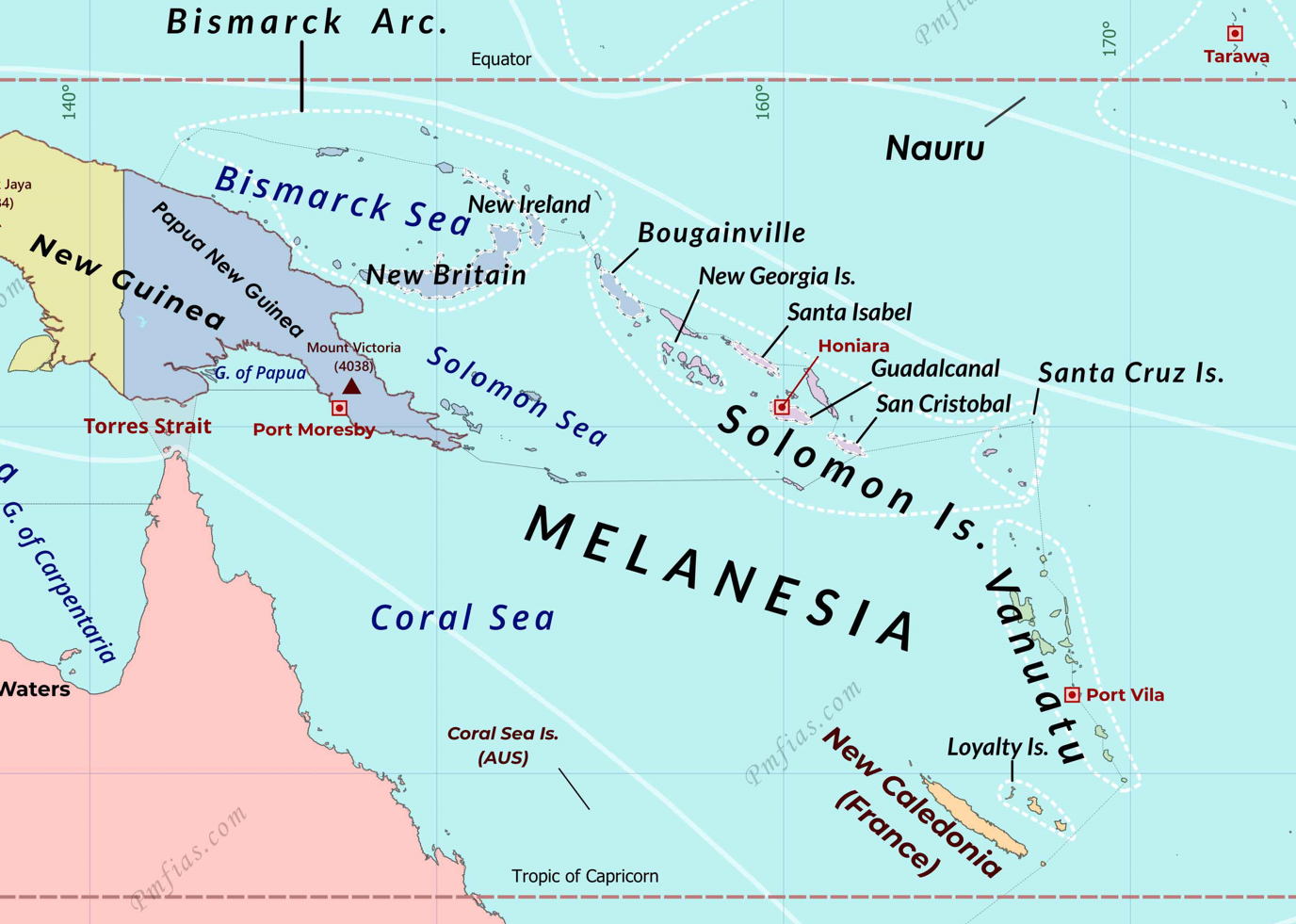 Solomon Islands located in Melanesia.