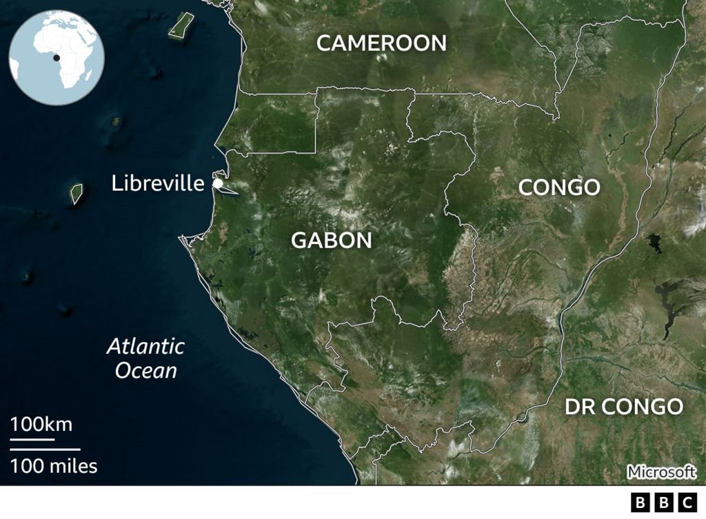 map of Gabon and it's bordering countries
