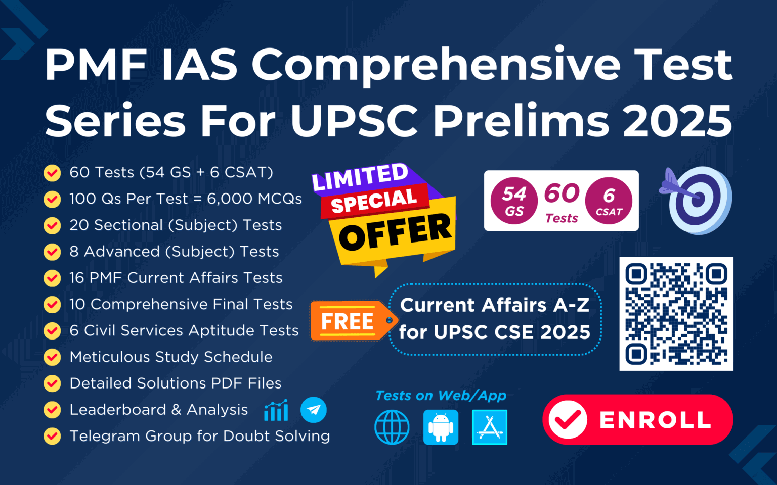 PMF IAS Prelims Test Series For UPSC 2025 [56 Tests 50 GS + 6 CSAT