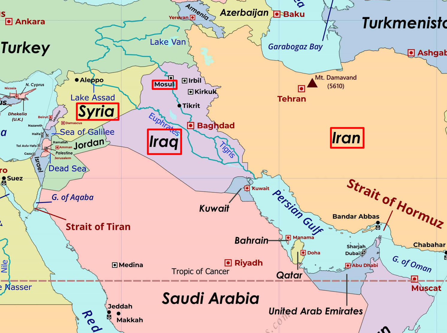 A map of the middle east Description automatically generated