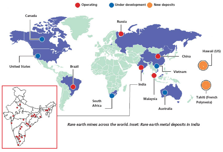 Rare earth metals distribution across the world