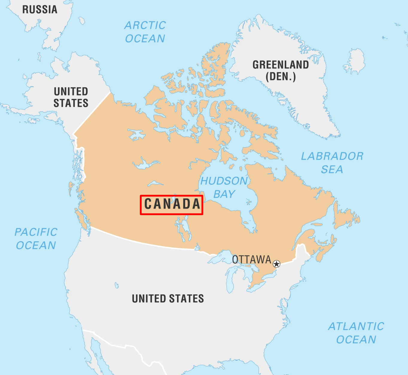 A map of canada with a red line Description automatically generated
