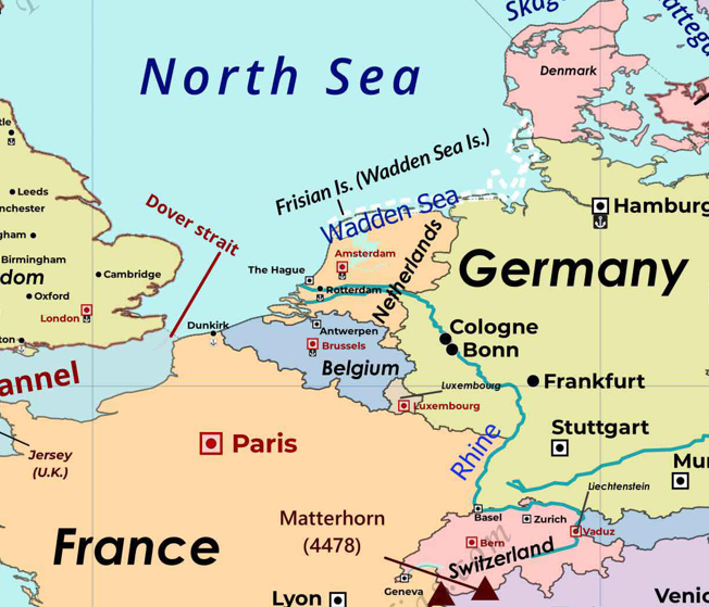 Belgium
Dover Strait
Wadden Sea
Europe political map
North sea