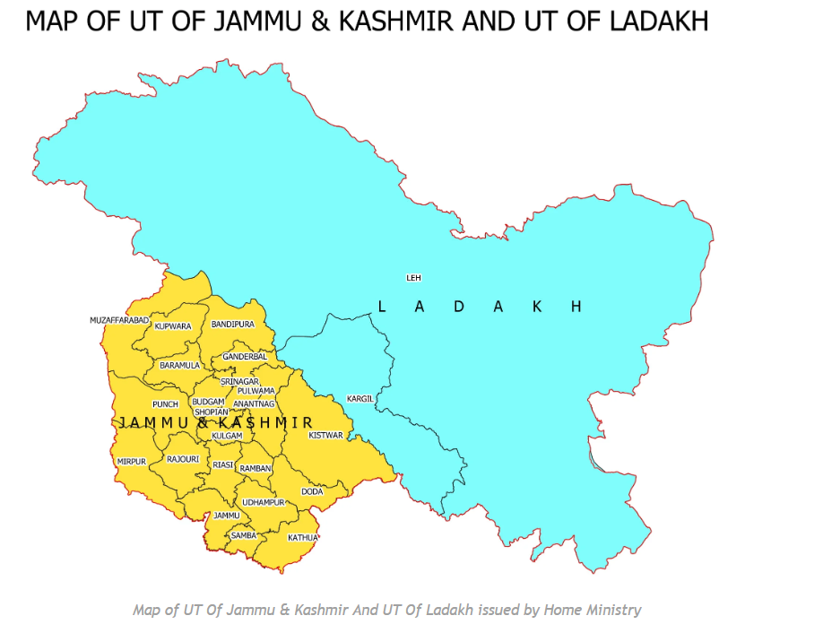 Map of J&K and Ladakh