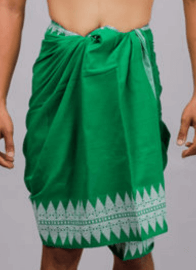 A person wearing a green skirt
Description automatically generated