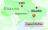 A map of ukraine with black text
Description automatically generated