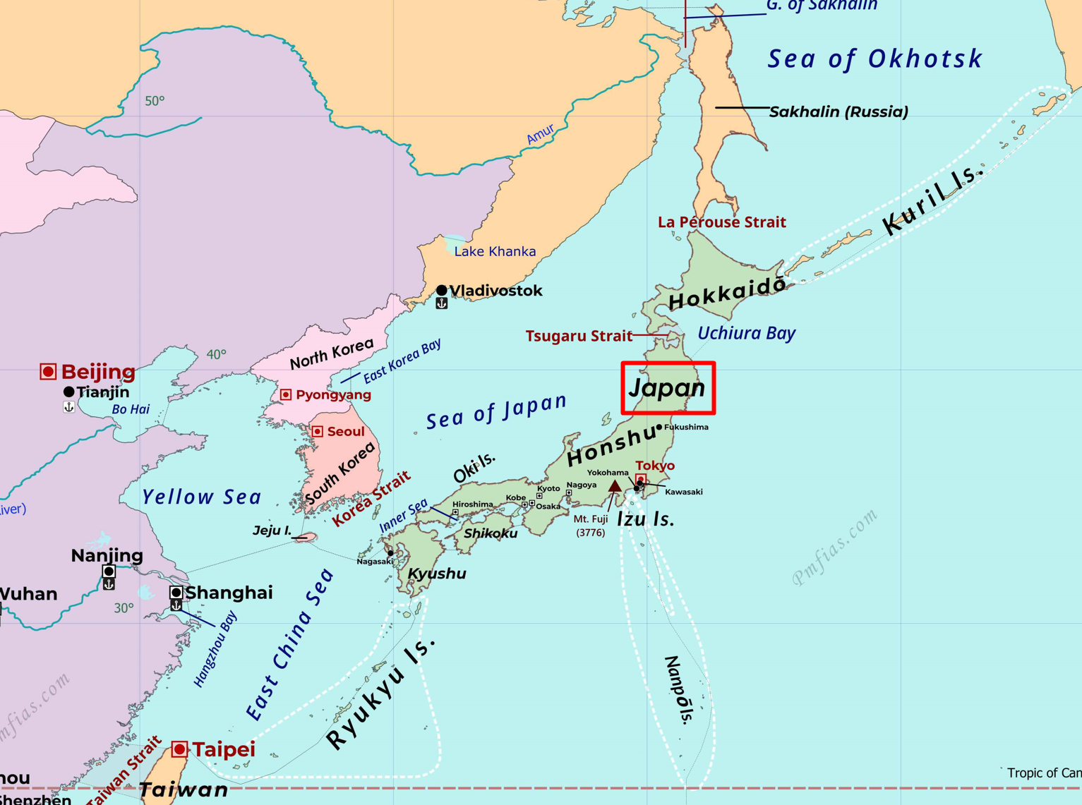 A map of japan with cities
Description automatically generated