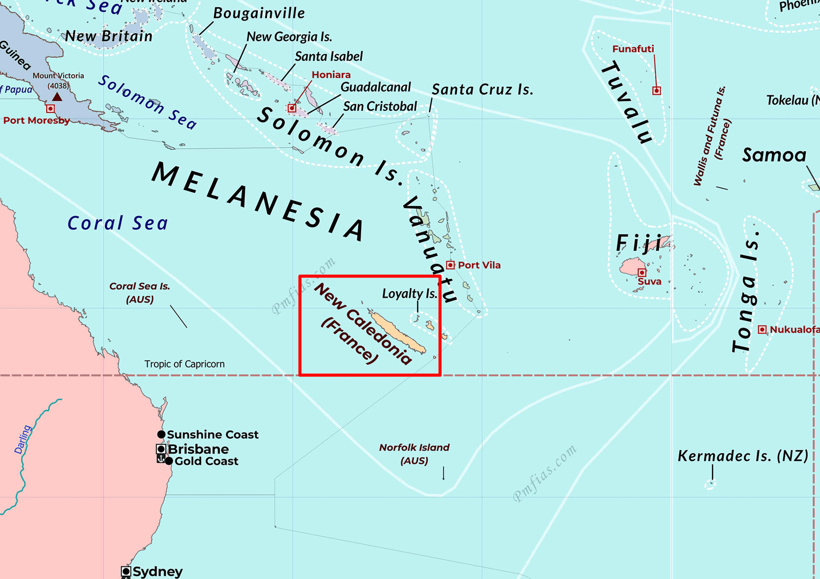 New Caledonia map - PMF IAS