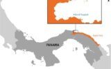 A map of panama with orange and grey colors
Description automatically generated